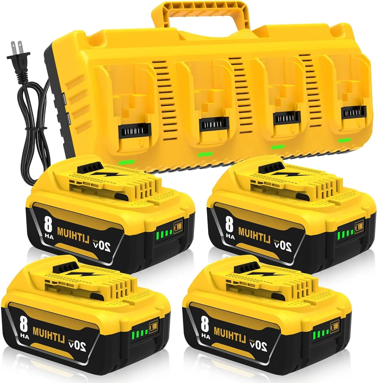 DeWalt 20V Max Magnetic 8000mAh Lithium Replacement Battery & Charger Combo - Cordless Tool Batteries for DCB206 Cordless Drill Power Tool Accessories