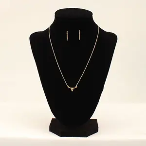 Burnished Gold Longhorn Necklace & Earring Set
