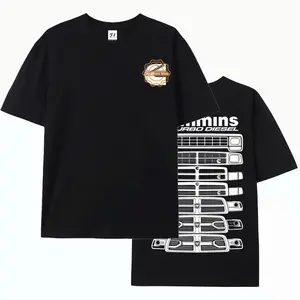 Menswear Cummins Evolution Turbo Diesel Short-Sleeve Tee, Soft Ram Smooth Cotton Crewneck T-Shirt, Casual Top for Truck Enthusiasts, Full Size, Full Color