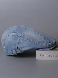 Men's Baseball Cap Forward Hat, American Street Vintage Worn Look, Women's Denim Fashion Casual Versatile Snapback Newsboy Cap, Unisex Design Adjustable Snapback Hat