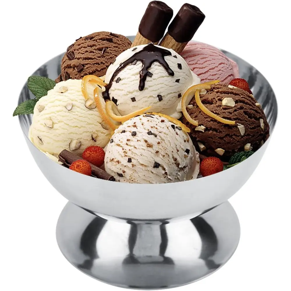 1pc High-Base Metal Dessert Bowl, Stackable Ice Cream Sundae Cup, Camping Picnic Outdoor Tableware for Home Use