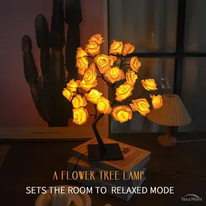 LED Rose Lamp USB Rechargeable 3 Colors Changing Mood Light for Bedroom Decor Perfect Valentine's Day Gift Anniversary Wedding Birthday Mother's Day Surprise Proposal Romantic Night Light