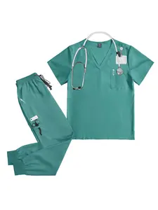 Men's Pharmacist Hospital Pet Store Laboratory Work Clothes Doctor Nurse Matte Set Top+Pants Multi Color Nursing Clothes