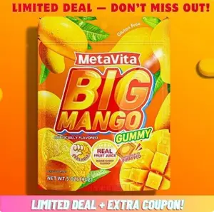 MetaVita Peelable Mango 5oz (141g large bag) – Extra Large Chewy Pieces, Rich Mango Flavor, Individually Wrapped for Freshness – Fun Novelty Candy for Kids & Adults, Party Treats & Gifts