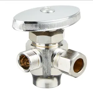 Avalon Three Way Angle Stop Valve 1/2FIP x 1/2-7/16S.J. x 1/2-7/16S.J. for Versatile Plumbing Applications with Easy Installation and Fluid Flow Control