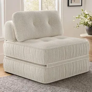 SIKAIC Convertible Folding Sofa Bed Lounge Chair with Pillows, Cream White Multi-Function Sleeper for Living Room Decor, Furniture Living Room Indoor Sofas