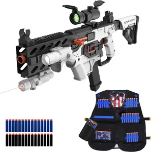 SOFITEN VIKTOR N-Y,Toy Automatic Sniper Rifle Toy gun nerf guns Set Foam Dart Blaster with Tactical Vest, Infrared, Flashlight, Power Indicator & Foldable Stock – ideal for 8+, 120+darts,For Outdoorfun For party Halloween costume Christmas gift