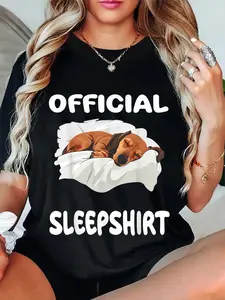 100% Cotton Unisex Dachshund Doxie Dog Official Sleepshirt Pajamas Nightgown Round Neck Short Sleeve T-Shirt Women's Men Graphic Tee