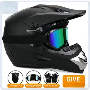 Adult Mens Black Series Motorcycle Helmets Full Face Airsoft Helmet For Electric Dirtbike ATV Quad Side By Side Electric Scooter Moped Motocross DOT Approved Removable Liner Multi-Ventilation Breathable Comfortable Safety Gear Set US Stock