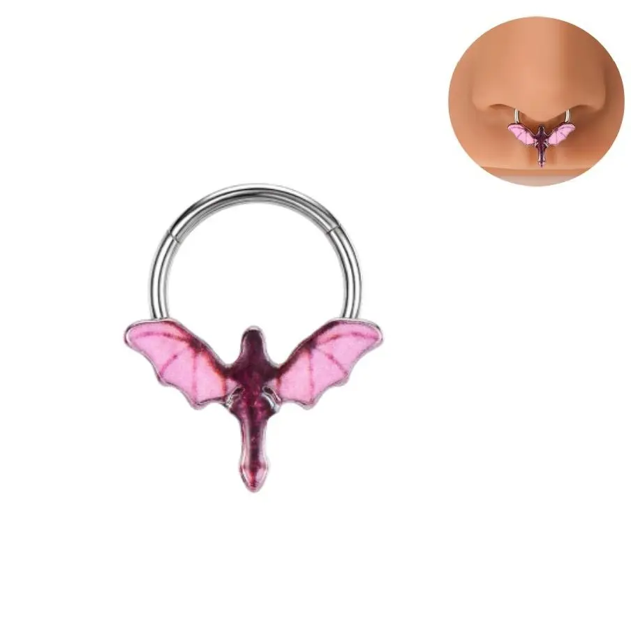 OUFER 16G Halloween Pink Dragon Septum Ring Daith Hoop