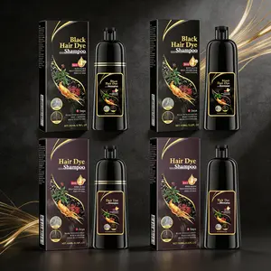 Black Hair Dye Shampoo 100ml – 3-Step Easy Home Hair Color – Covers Gray Hair, Darkens & Nourishes – Ammonia-Free, Gentle Formula – Natural Black Shade – Quick & Mess-Free Hair Coloring