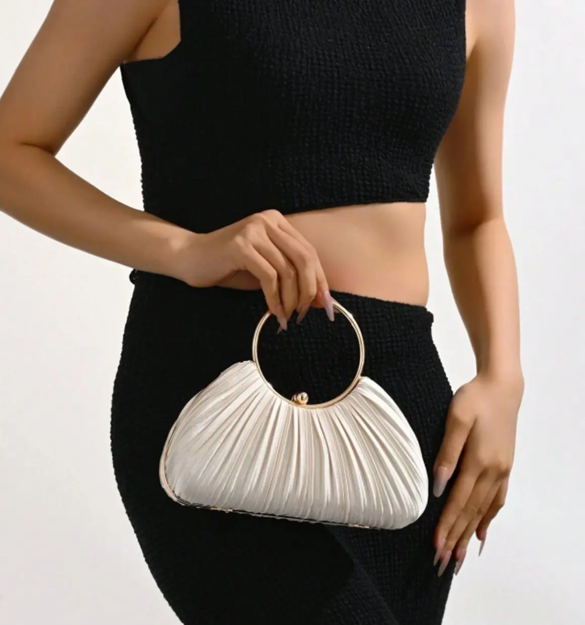 Women's Metallic Evening Clutch Bag, Sparkly Luxury Party Purse, Elegant Handheld Formal Bag for Wedding, Bride, Bridesmaid, Prom, Birthday, Cocktail Party & Special Events