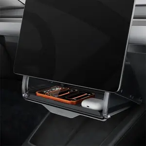 Upgraded Tesla Model Y Hidden Under Screen Storage Box for Model Y 2020-2026 (Fit New Model Y Juniper) [One-tap Open & Stable Installation] Model Y Accessories, Center Console Organizer Tray