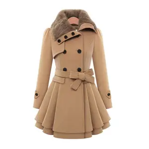 Women's Long Woolen Coat Double-Breasted Woolen Overcoat Trench Coat for Women Womenswear Jackets