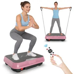 Vibration Plate Exercise Machine with Remote Control & Resistance Bands for Home Gym - Adjustable Speeds, LED Display, Stable Anti-Slip Design, 350LBS Capacity
