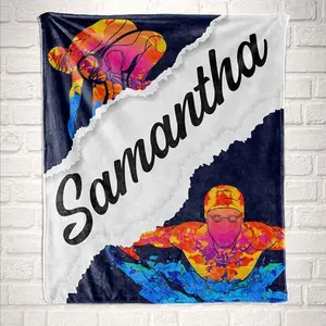 Personalized Swim Player Blanket, Swimming Gift for Boys, Stadium Throw Blanket, Swim Team Gift Idea, Daughter, Niece Bday Gift