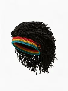 Knitted Wig Hat, Fun Handmade Wig Hat, Reggae Style Dreadlock Design, Creative Party Costume Hat, Unisex, Practical and Fun