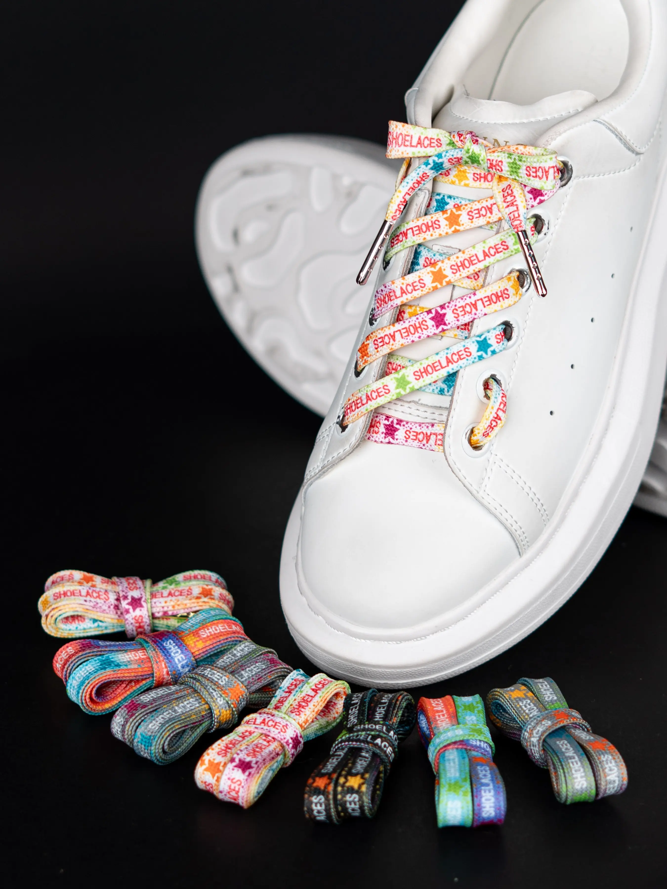 Shiny Metallic Star Shoelaces, Trendy Colorful Laces for Daily Wear, Perfect for Casual Sports Shoes, Sneaker, Stylish and Eye-Catching Design