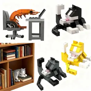 Animal Cat Building Blocks 62PCS DIY Construction Set MOC Interlocking Bricks STEM Educational Toy for Kids Age 6+ Gift