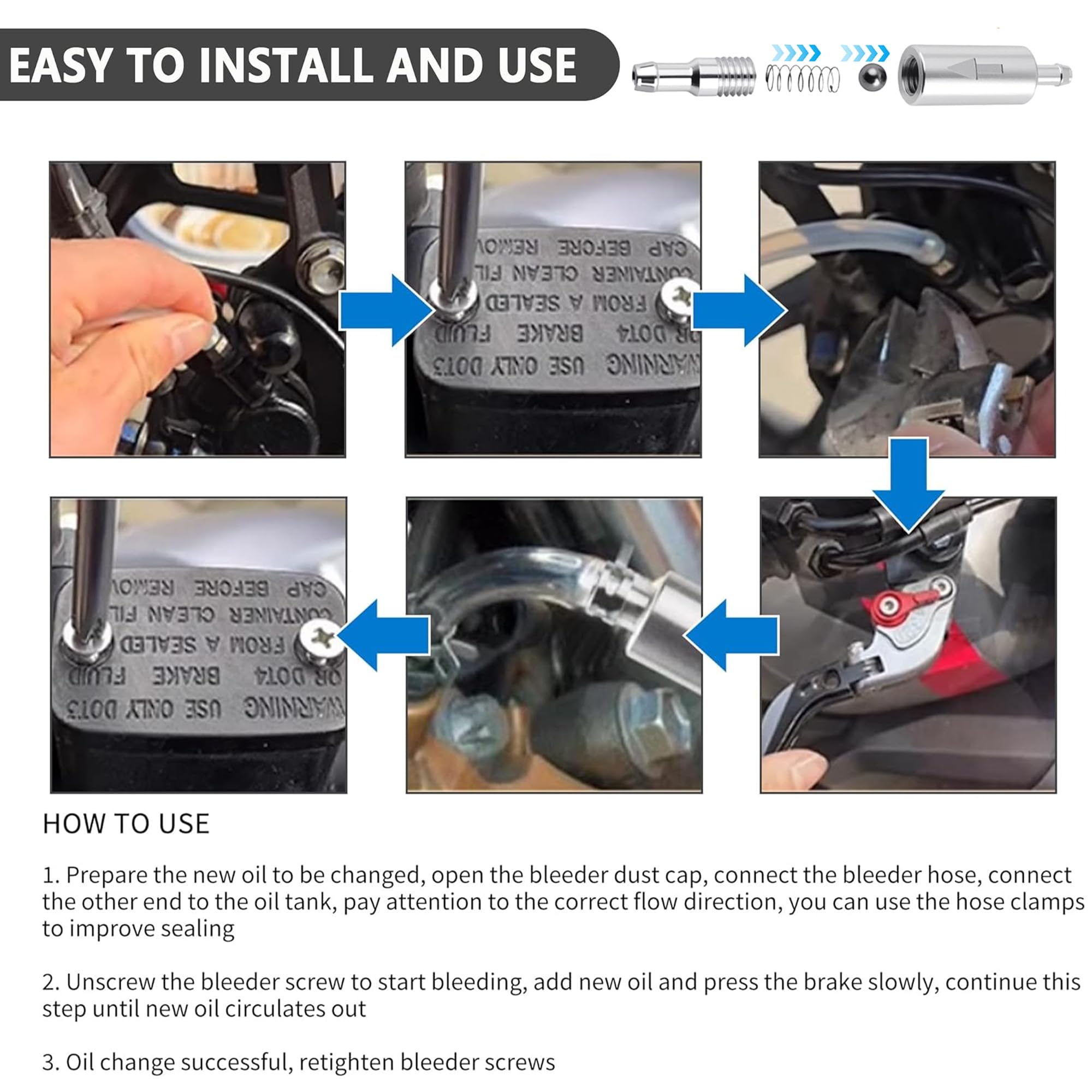 Brake Bleeder Hose,Universal One Way Check Valve TubeBleeding Tool Kit, Hydraulic Brake Fluid BleederReplacement Hose