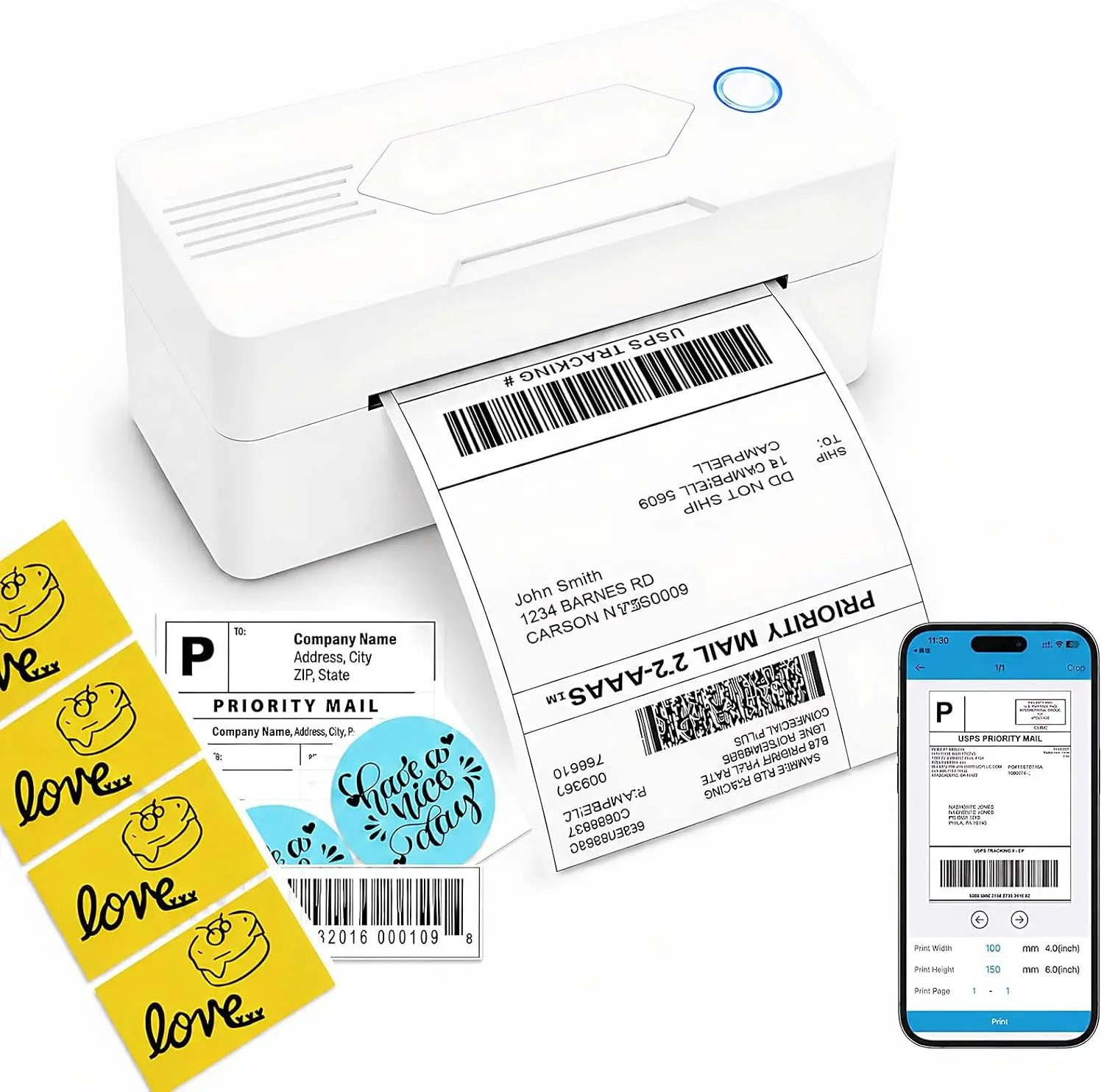 Mvgges Bluetooth Thermal Shipping Label Printer for Small Busines 4x6