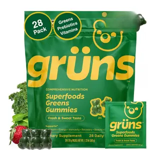Adults' Dietary Healthcare Super Greens Multivitamin Gummies - Spirulina, Chlorella, Prebiotics, Fiber for Digestive Health, Adaptogens Supplement with 20 Vitamins & Minerals