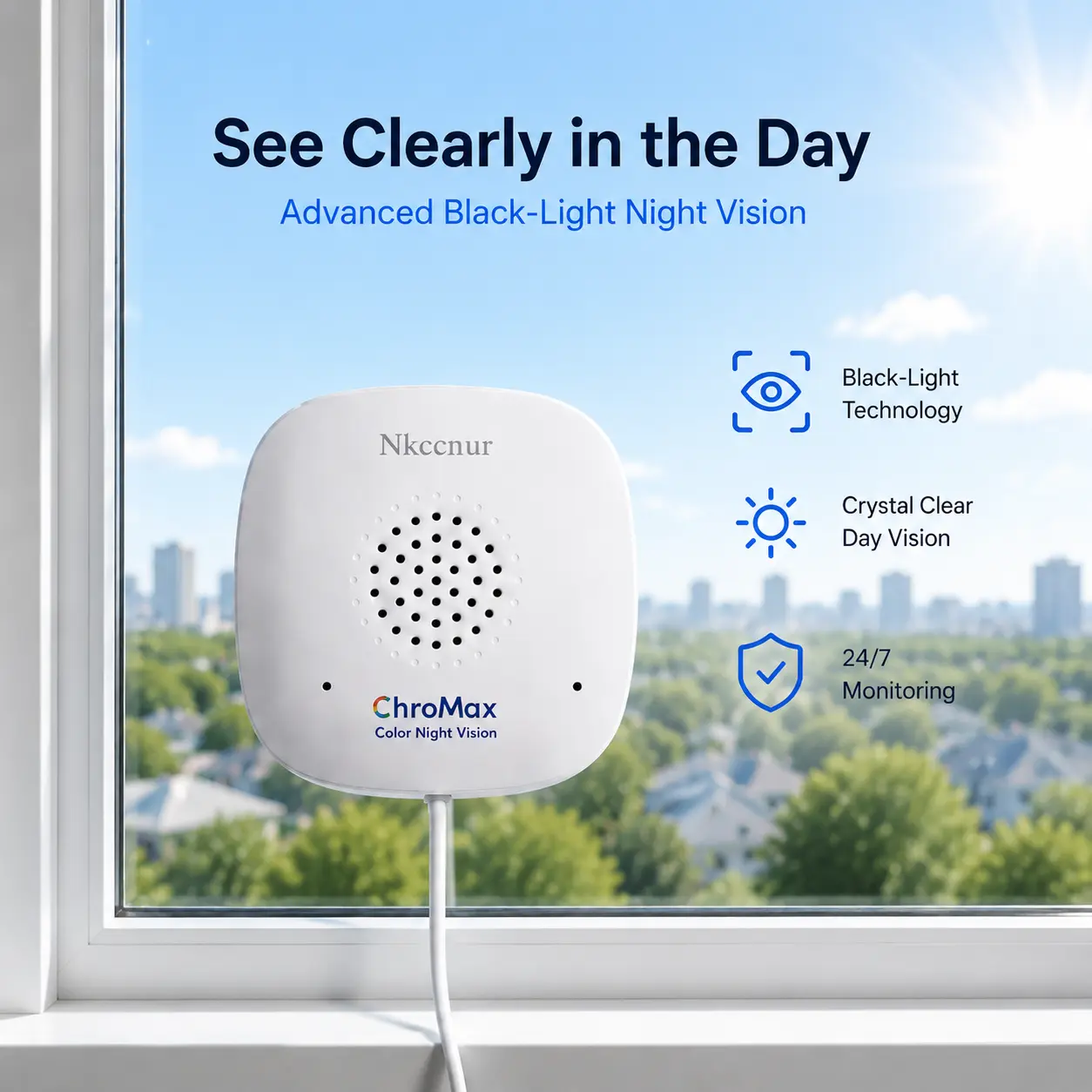 NKCCNUR 1pc Magnetic Mount Indoor Window Camera, 5MPHD WiFi connectivity, two-way audio, starlight night vision, HD resolution, supports SD card storage, easy installation