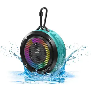 Shower Speaker, Certified IPX7 ,Portable  Speaker with Suction Cup,Hook,Light, Stocking Stuffers,  Mini Outdoor  Speaker, Ideal  for Christmas (Blue)