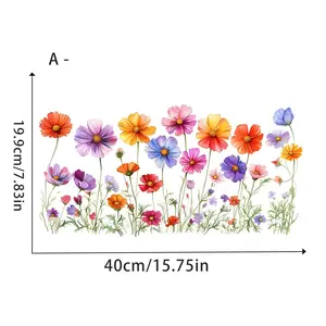 Removable PVC Static Transparent Glass Film, Bedroom Living Room Window Decor, Non-Stick Reusable Adhesive, Floral Design