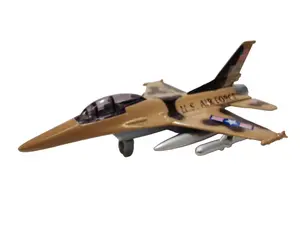 TAI TUNG 7.5 Inches FLY TIGER 4th GEN Jet Fighter Die-Cast Metal & Plastic Brown Model with Openable Canopy Pull-Back Action U.S Air Force Collection Diecast Toy