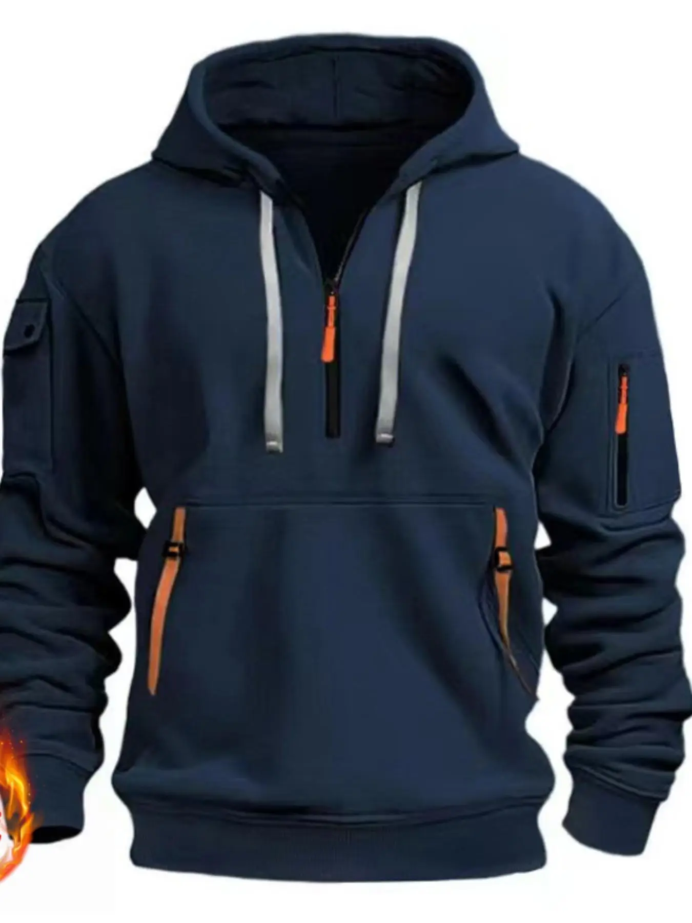 Men's Colorblock Half Zipper Hoodie Top, Casual Regular Fit Long Sleeve Drawstring Pocket Hooded Top for Spring & Fall, Fashion Men's Clothes for Dail