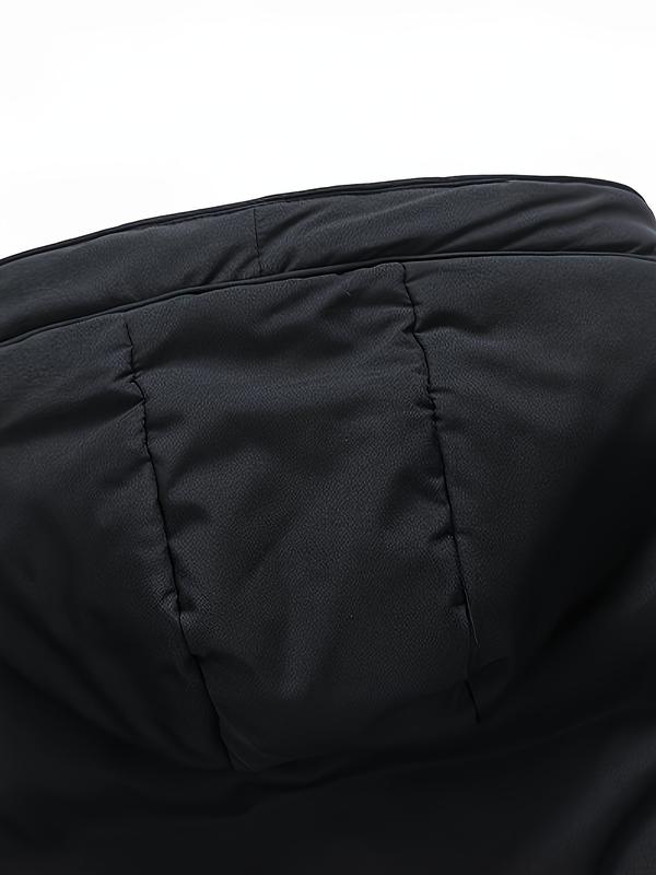 Men's long coat with hood, warm and thick polyester fiber, large pockets, zippered winter jacket, suitable for casual wear, essential for cold weather