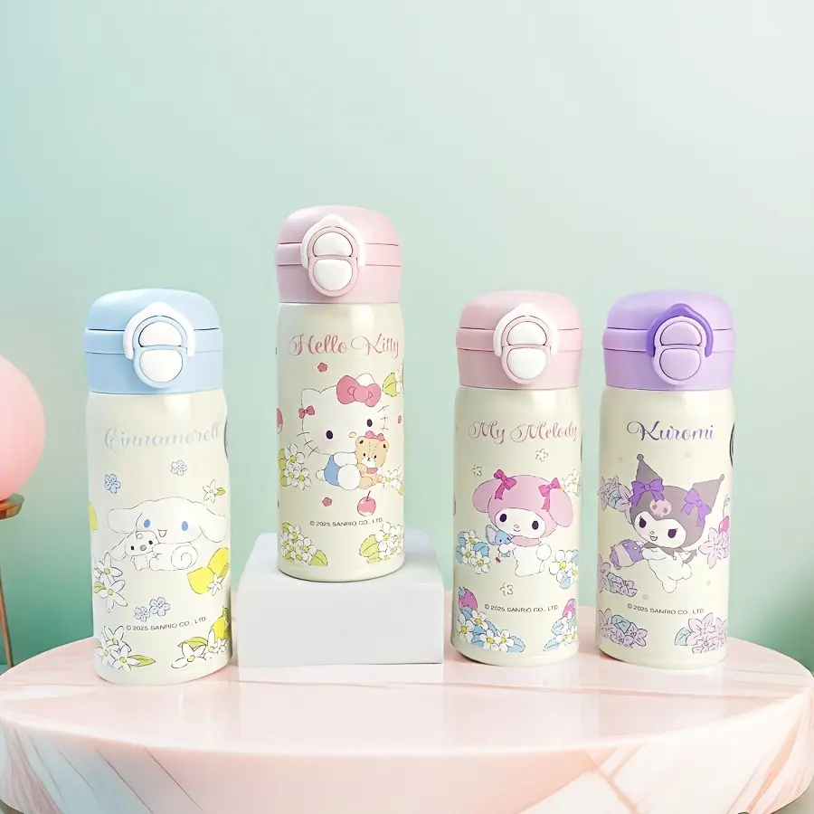 MINISO SR Double Layer Insulated Family Dual-Drink Cup (12.17 oz) - Cute Design Leak-Proof Portable Tumbler with Insulated Lid, Ideal for Girls, Daily Use, New Year Gift, Great Gift for Mom, Kitchenware Drinkware Flask