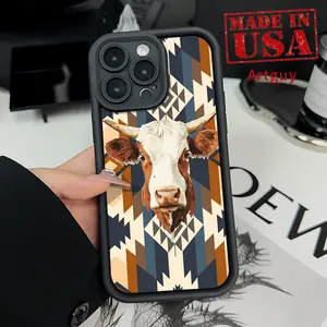 Case for iPhone 16 Pro Max 15 Plus 16E 14 13 12 11 XS XR Aztec Cow Advanced fashion gift Drop Protection Shockproof Soft Silicone smartphone Cover