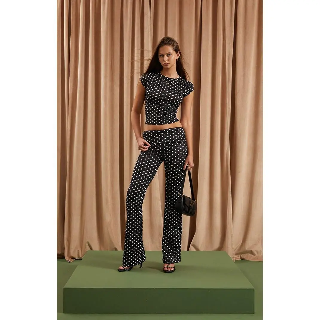 Beverly and Beck Women's Polka Dot Flare Pants