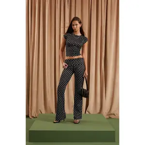 Beverly and Beck Women's Polka Dot Flare Pants