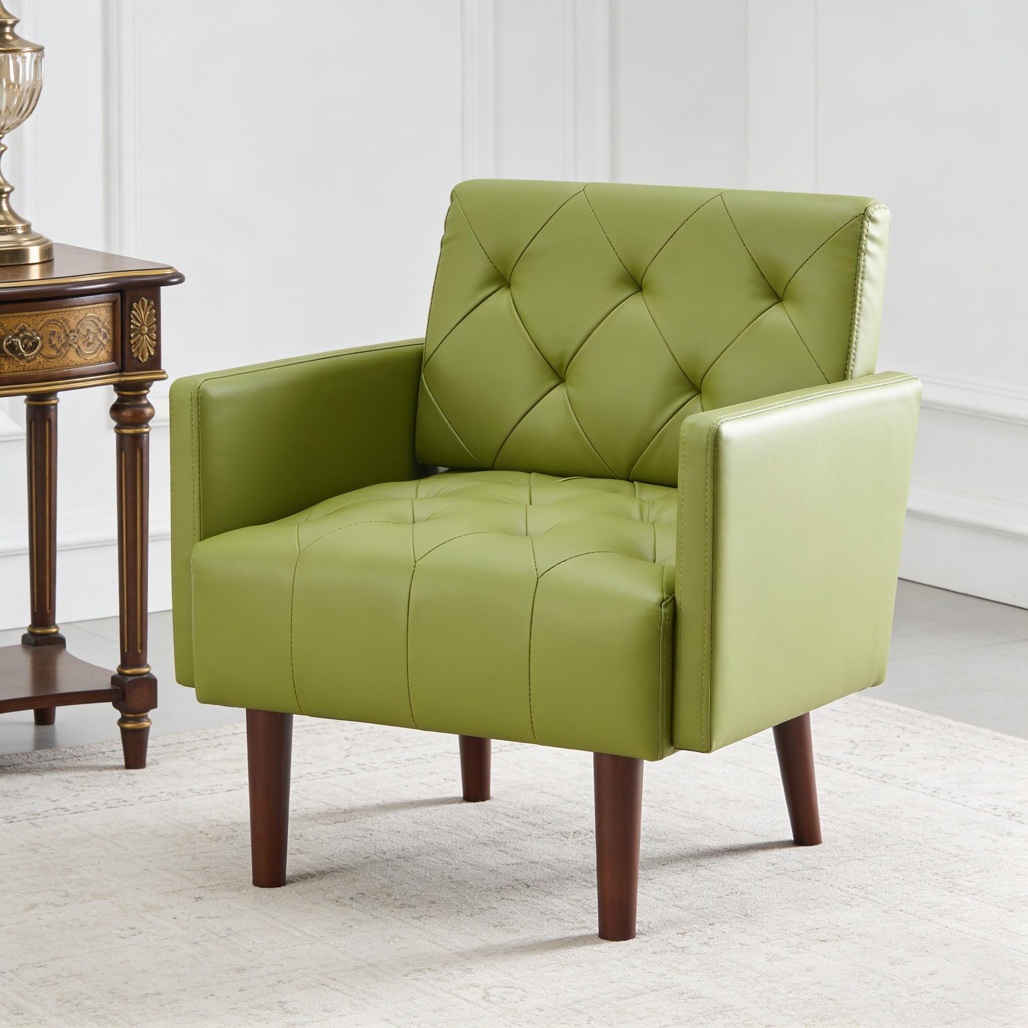 Oversized Single Sofa Chair ,Tufted Upholstered Accent Chair,Wide Backrest Reading Chair ,PU Fabric Thick Cushion Armchair  Decorative Chair for Living Room,Bedroom,Office