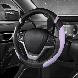 Steering Wheel Cover, 15 Inch  Leather Breathable Non-Slip Wheels Wrap, Universal Auto Comfortable Steering Wheel Protector for SUV  Van,  Accessories (Purple)