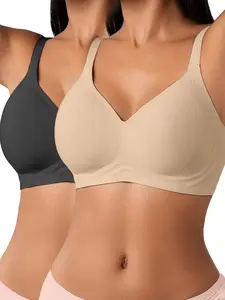 Jelly Wireless Women Comfortable Push Up Bras Wireless Seamless Medium Full Coverage Bra Buttery Soft Everyday Tshirt Bra Perfect for Casual Use Underwear Womenswear