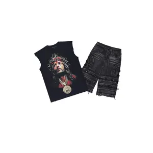 Amina 2.0 Black/Black Oversized Graphic T-shirt & Fotis Jort Set