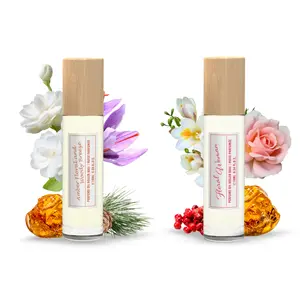 Amber Floral & Woody Breeze - Floral Woman & Roll On Fragrance Oil Combo, Arlyn - Vegan Eco Friendly - Made in USA - 10ml Each