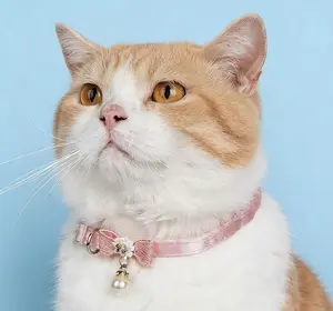 Bowknot Faux Pearl Decor Pet Collar, Adjustable Pet Accessories For Small Dogs & Cats