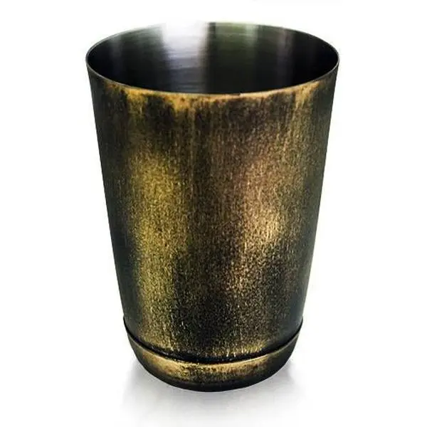 BarConic® 16oz Antique Gold Coated Cocktail Shaker - Rustic Tin & Stainless Steel Bar Utensil for Bartender Vibes, Cocktail Time Enthusiasts