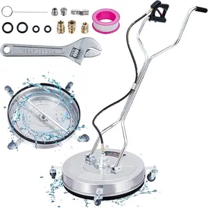 24 in Pressure Washer Surface Cleaner, 4000 PSI Stainless Steel Power Washer Surface Cleaner with Dual Handle, 4 Wheels, 3/8 in Quick Connect, 2 Nozzles for Driveway Sidewalk Patio