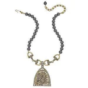 Heidi Daus Chantilly Royale Textured Bronzetone Crystal Drop Necklace