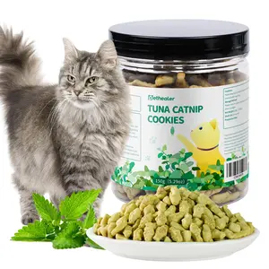 150g/5.29oz Tuna And Salmon Catgrass Mint-flavored Biscuit Cat Snack Fish Dried Catgrass Grain Grinding Catgrass Stick Teeth Cleaning Nutrition Fat Serve