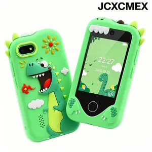 #Summervibes Toy Smart Phone for Kids, Smart Phone Toys with Dual Camera 2.8-Inch Touch Screen, Dinosaur Design (Green) Touchscreen Dual Camera with Games, 40 Lock Screen Wallpapers, E-Book, Calendar, Alarm Clock, 20 Photo Frames, Perfect Gift for Girls A