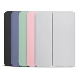 Slim Tri-Fold Case with Pencil Holder for iPad Mini 6 Air 4 Pro 11, Soft Silicone Back with Hard PC Front Cover, Shockproof Protective Cover with Adjustable Stand, Multi-Color Option for Daily/School Use