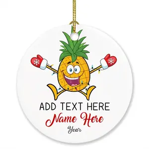 Pineapple Ornament Christmas 2024, Pineapple Fruit Ornaments Xmas Tree, Custom Name Pineapple Lover Ornament Gifts for Friends Sister Brother, Funny Pineapple Fruit Christmas Ornament