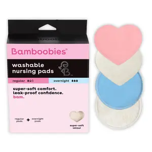 Bamboobies Nursing Pads, Ultra-Soft Velour, Reusable, Washable & Leak-Proof, Combo